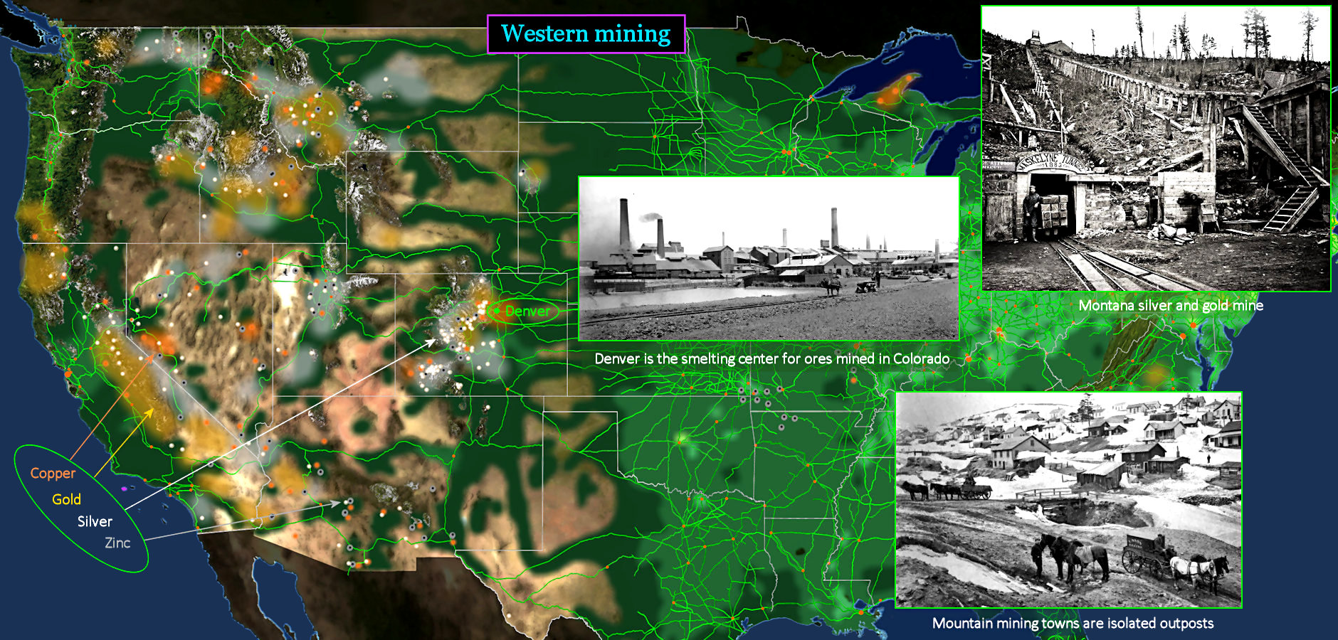 Western mining, 1910 map